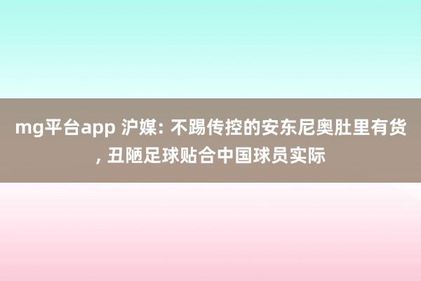 mg平台app 沪媒: 不踢传控的安东尼奥肚里有货, 丑陋足球贴合中国球员实际