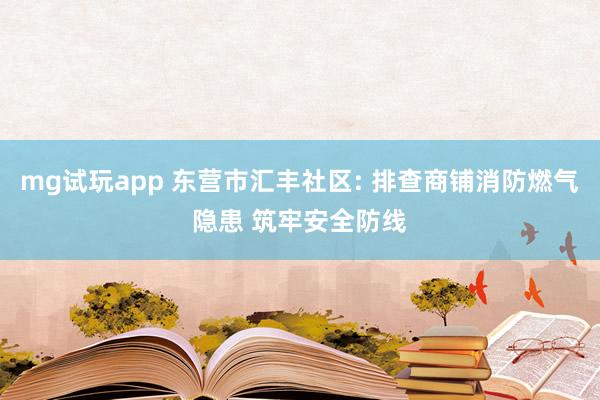 mg试玩app 东营市汇丰社区: 排查商铺消防燃气隐患 筑牢安全防线