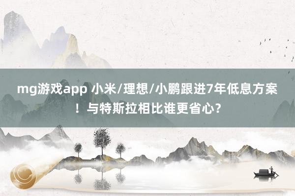 mg游戏app 小米/理想/小鹏跟进7年低息方案!与特斯拉相比谁更省心?