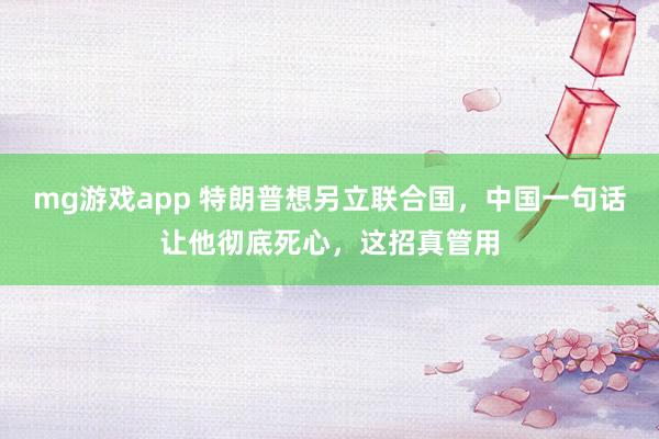 mg游戏app 特朗普想另立联合国，中国一句话让他彻底死心，这招真管用