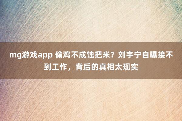 mg游戏app 偷鸡不成蚀把米？刘宇宁自曝接不到工作，背后的真相太现实