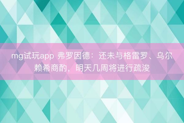 mg试玩app 弗罗因德：还未与格雷罗、乌尔赖希商酌，明天几周将进行疏浚