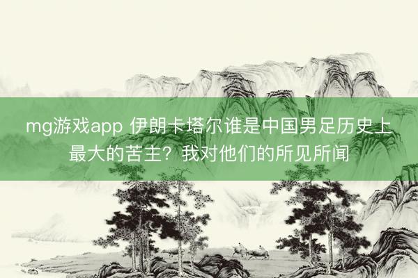 mg游戏app 伊朗卡塔尔谁是中国男足历史上最大的苦主？我对他们的所见所闻