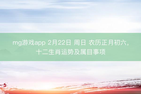mg游戏app 2月22日 周日 农历正月初六,十二生肖运势及属目事项