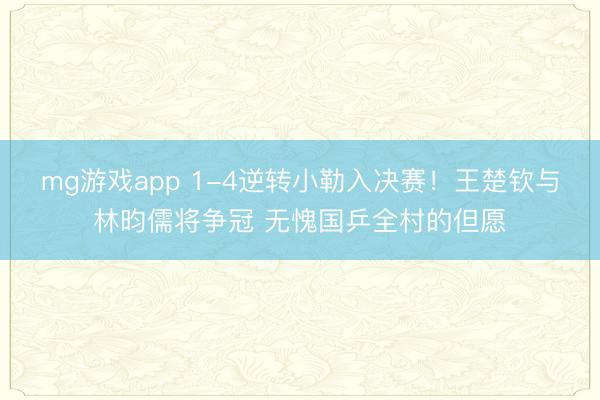 mg游戏app 1-4逆转小勒入决赛！王楚钦与林昀儒将争冠 无愧国乒全村的但愿