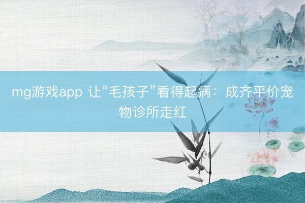 mg游戏app 让“毛孩子”看得起病：成齐平价宠物诊所走红