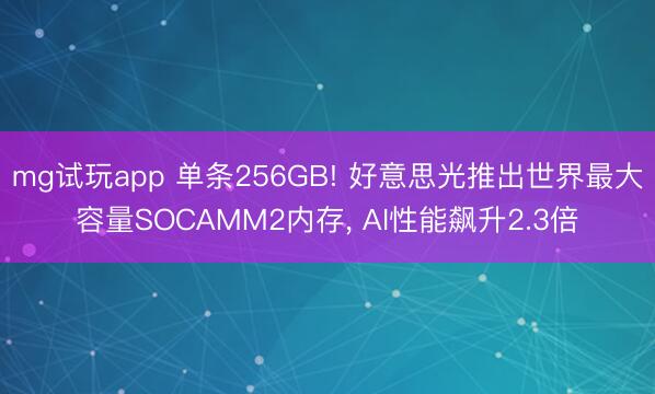 mg试玩app 单条256GB! 好意思光推出世界最大容量SOCAMM2内存, AI性能飙升2.3倍