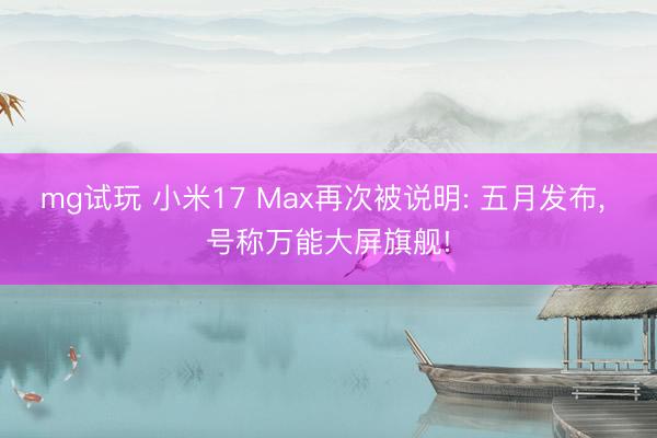 mg试玩 小米17 Max再次被说明: 五月发布, 号称万能大屏旗舰!